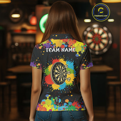 Funny Colorful Darts Shirt With Pocket Option For Women Custom Darts Jersey TDM4620
