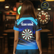 Load image into Gallery viewer, Personalized Blue Thunder Lightning Darts Jersey For Women Custom Darts Team Shirt Polo &amp; 1/4 Zip TDM4721
