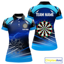 Load image into Gallery viewer, Personalized Blue Thunder Lightning Darts Jersey For Women Custom Darts Team Shirt Polo &amp; 1/4 Zip TDM4721