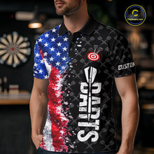 Load image into Gallery viewer, Grunge American Flag Darts Shirt For Men Custom Darts Jersey Pocket Option TDM5890