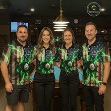 Load image into Gallery viewer, Green 8 Ball Lightning American Flag Billiard Shirt For Men Custom Patriotic Pool Team Jersey TDM5402