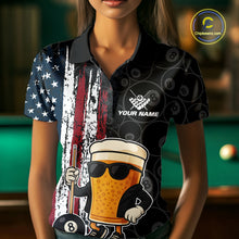 Load image into Gallery viewer, Vintage American Flag Funny Beer Billiard Shirt For Women Custom Patriotic 8 Ball Pool Team Jersey TDM5426