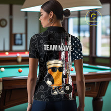Load image into Gallery viewer, Vintage American Flag Funny Beer Billiard Shirt For Women Custom Patriotic 8 Ball Pool Team Jersey TDM5426