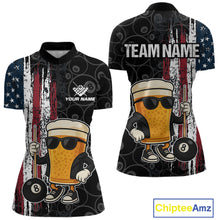 Load image into Gallery viewer, Vintage American Flag Funny Beer Billiard Shirt For Women Custom Patriotic 8 Ball Pool Team Jersey TDM5426