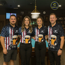 Load image into Gallery viewer, Vintage American Flag Funny Beer Billiard Shirt For Women Custom Patriotic 8 Ball Pool Team Jersey TDM5426