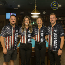 Load image into Gallery viewer, Vintage American Flag 8 Ball Pool Billiard Shirt For Men Custom Patriotic Billiard Team Jersey TDM5429