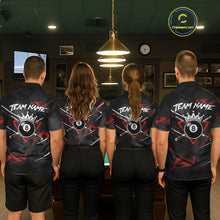 Load image into Gallery viewer, Black And Red 8 Ball Crown Billiard Shirt For Men Custom Pool Team Jersey Polo &amp; 1/4 Zip TDM5921