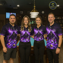 Load image into Gallery viewer, Purple Flaming Grim Reaper Billiard Shirt For Women Custom Pool Team Jersey Polo &amp; Quarter Zip Shirt TDM5739