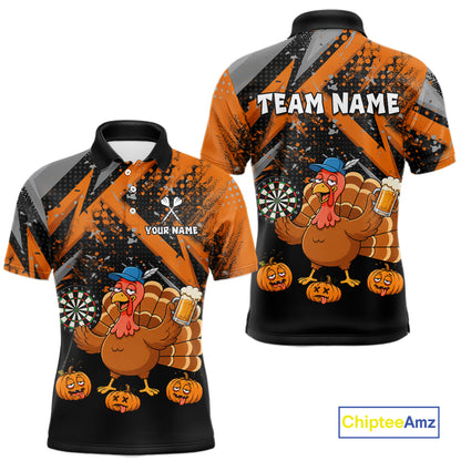 Personalized Funny Drunk Turkey Darts Jersey For Men Custom Pumpkin Thanksgiving Darts Team Shirts TDM7268