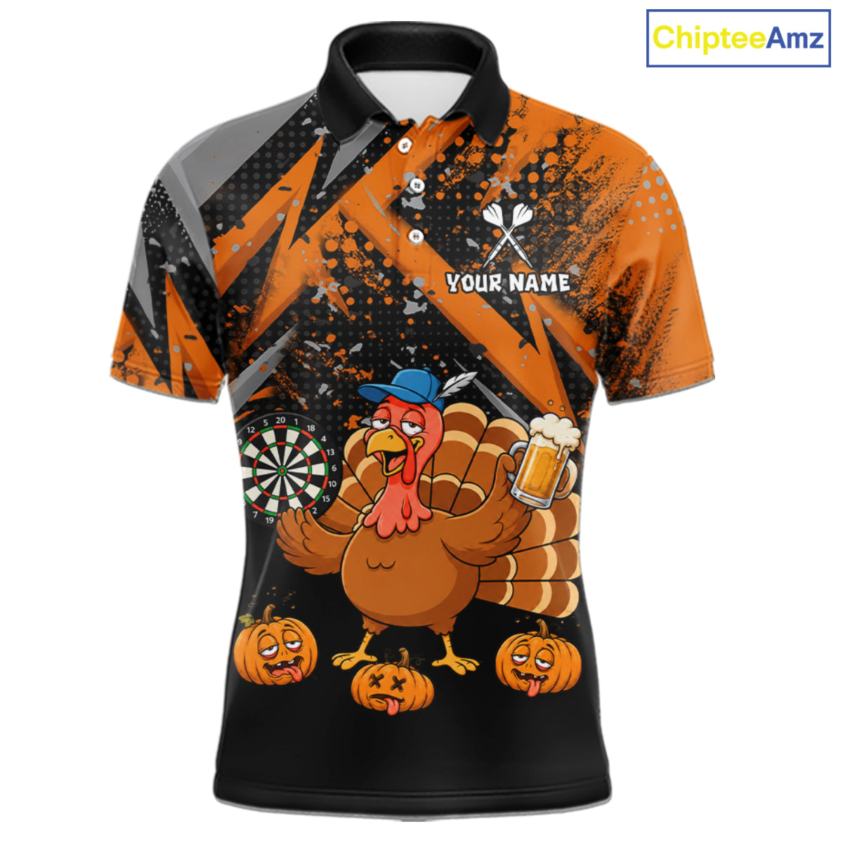 Personalized Funny Drunk Turkey Darts Jersey For Men Custom Pumpkin Thanksgiving Darts Team Shirts TDM7268
