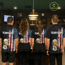 Load image into Gallery viewer, Funny Beer American Flag 8 Ball Billiard Shirt For Men Custom Pool Team Jersey Polo &amp; 1/4 Zip TDM5947