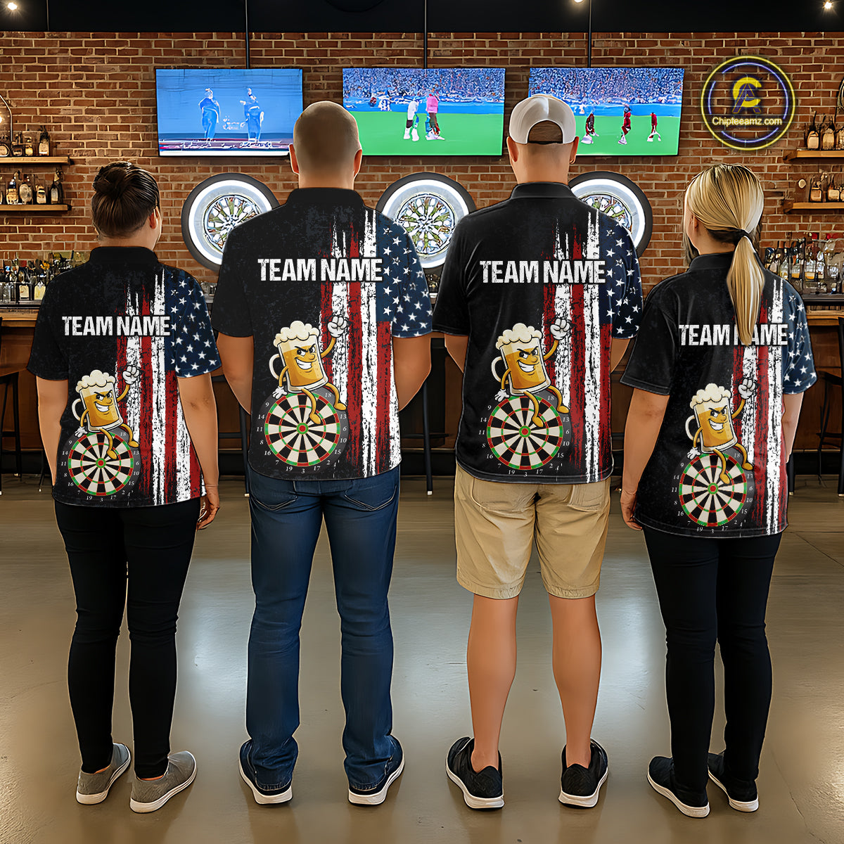 Funny Beer American Flag Darts Shirt For Women Custom Patriotic Darts Jersey Team Polo & 1/4 Zip TDM5949