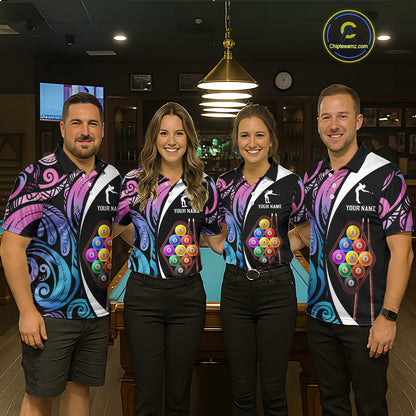 Personalized Tribal 9 Ball Billiard Shirt For Women Custom 9 Ball Pool Team Jersey Polo & 1/4 Zip TDM6128