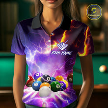 Load image into Gallery viewer, Custom Thunder Lightning Purple Pool Team Shirt For Women, Billiard Jersey Polo &amp; Quarter Zip TDM6133
