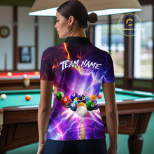 Load image into Gallery viewer, Custom Thunder Lightning Purple Pool Team Shirt For Women, Billiard Jersey Polo &amp; Quarter Zip TDM6133