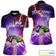 Load image into Gallery viewer, Custom Thunder Lightning Purple Pool Team Shirt For Women, Billiard Jersey Polo &amp; Quarter Zip TDM6133