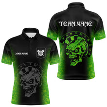 Load image into Gallery viewer, Black And Green Skull Darts Shirt For Men Custom Darts Jersey Pocket Option TDM5273