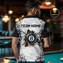 Load image into Gallery viewer, Back view of man wearing a funny crack 8 ball pool jersey.