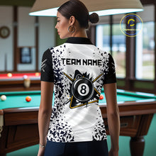 Load image into Gallery viewer, Back view of woman wearing a funny crack 8 ball pool jersey.