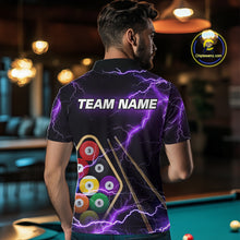 Load image into Gallery viewer, Purple 9 Ball Thunder Lightning Billiard Shirts For Men Custom Pool Team Jersey Polo &amp; 1/4 Zip TDM5979