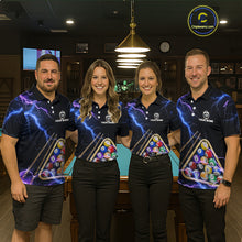 Load image into Gallery viewer, Blue Purple 8 Ball Thunder Lightning Billiard Shirt For Men Custom Pool Team Jersey Polo, 1/4 Zip TDM5982