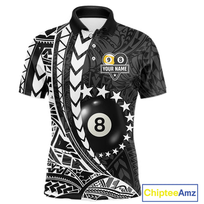 Custom White Black 8 Ball & 9 Ball Tribal Billiard Shirt For Men, Funny Pool Team Jersey  TDM5847