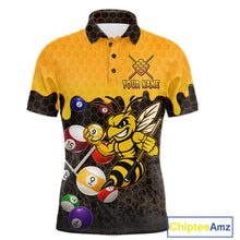 Load image into Gallery viewer, Custom Yellow Black Funny Bee 9 Ball Billiard Shirt For Men, Pool Team Jersey Polo &amp; 1/4 Zip TDM6005