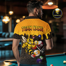Load image into Gallery viewer, Custom Yellow Black Funny Bee 9 Ball Billiard Shirt For Men, Pool Team Jersey Polo &amp; 1/4 Zip TDM6005