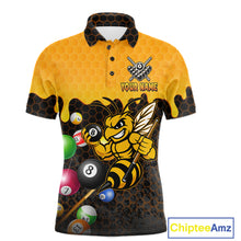 Load image into Gallery viewer, Custom Yellow Black Funny Bee 8 Ball Billiard Shirt For Men, Pool Team Jersey Polo &amp; 1/4 Zip TDM6006
