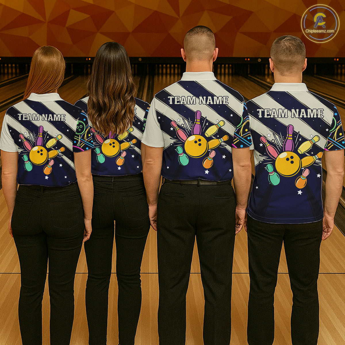 Personalized Funny Neon Bowling Shirt For Men, Retro Bowling Team Jersey Polo & 1/4 Zip TDM6461