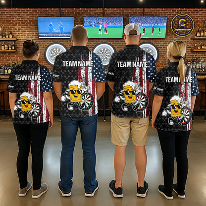 Funny Beer Grunge American Flag Darts Shirt For Men Custom Patriotic Darts Team Jersey TDM5364