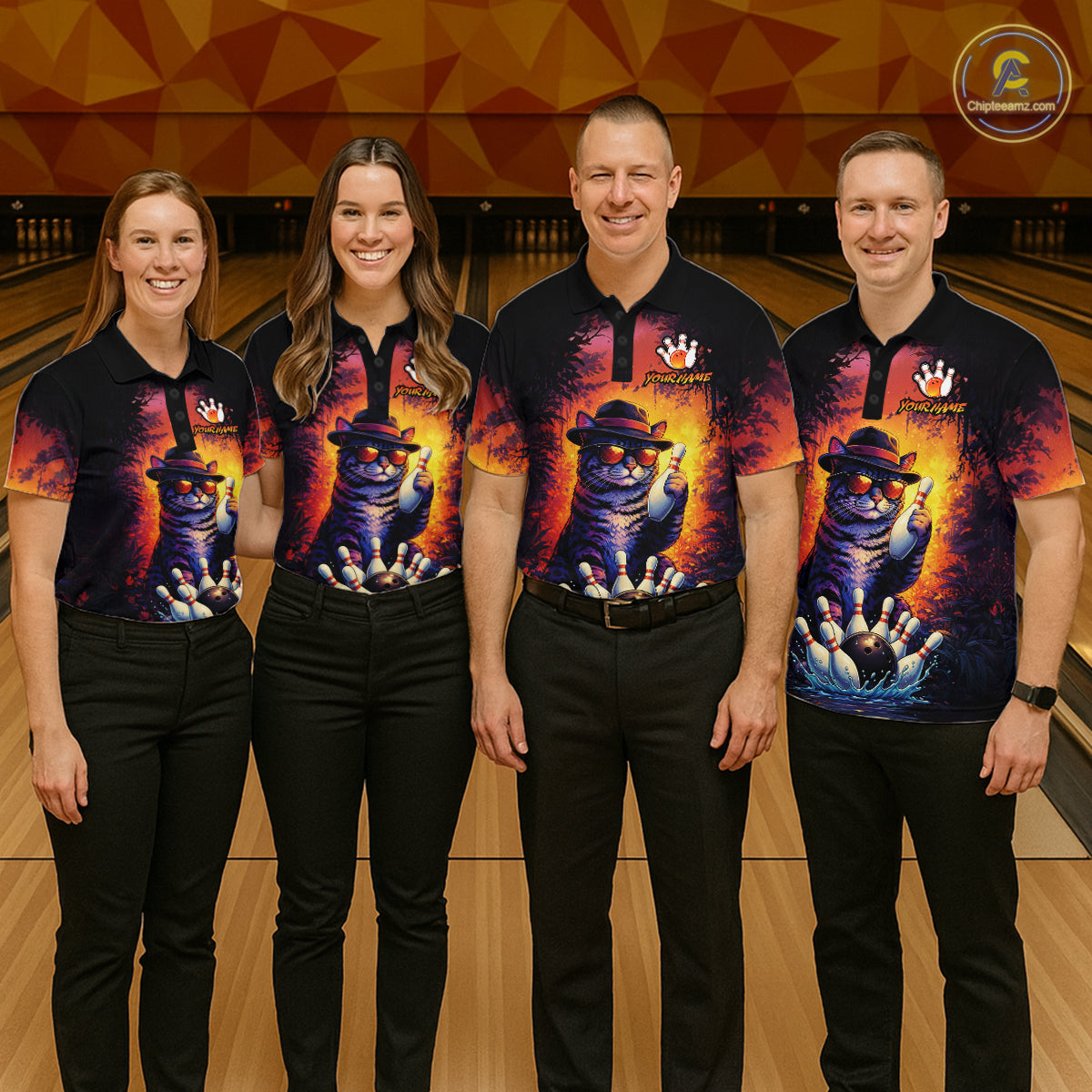 Personalized Vintage Funny Cat Bowling Shirt For Men Custom Bowling Jersey Team Polo & 1/4 Zip TDM5861