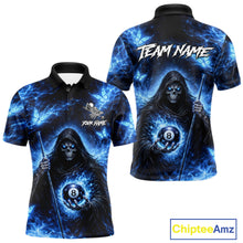 Load image into Gallery viewer, Blue Grim Reaper Butterfly Billiard Shirt For Men Custom 8 Ball Pool Team Jersey Polo &amp; 1/4 Zip TDM6299