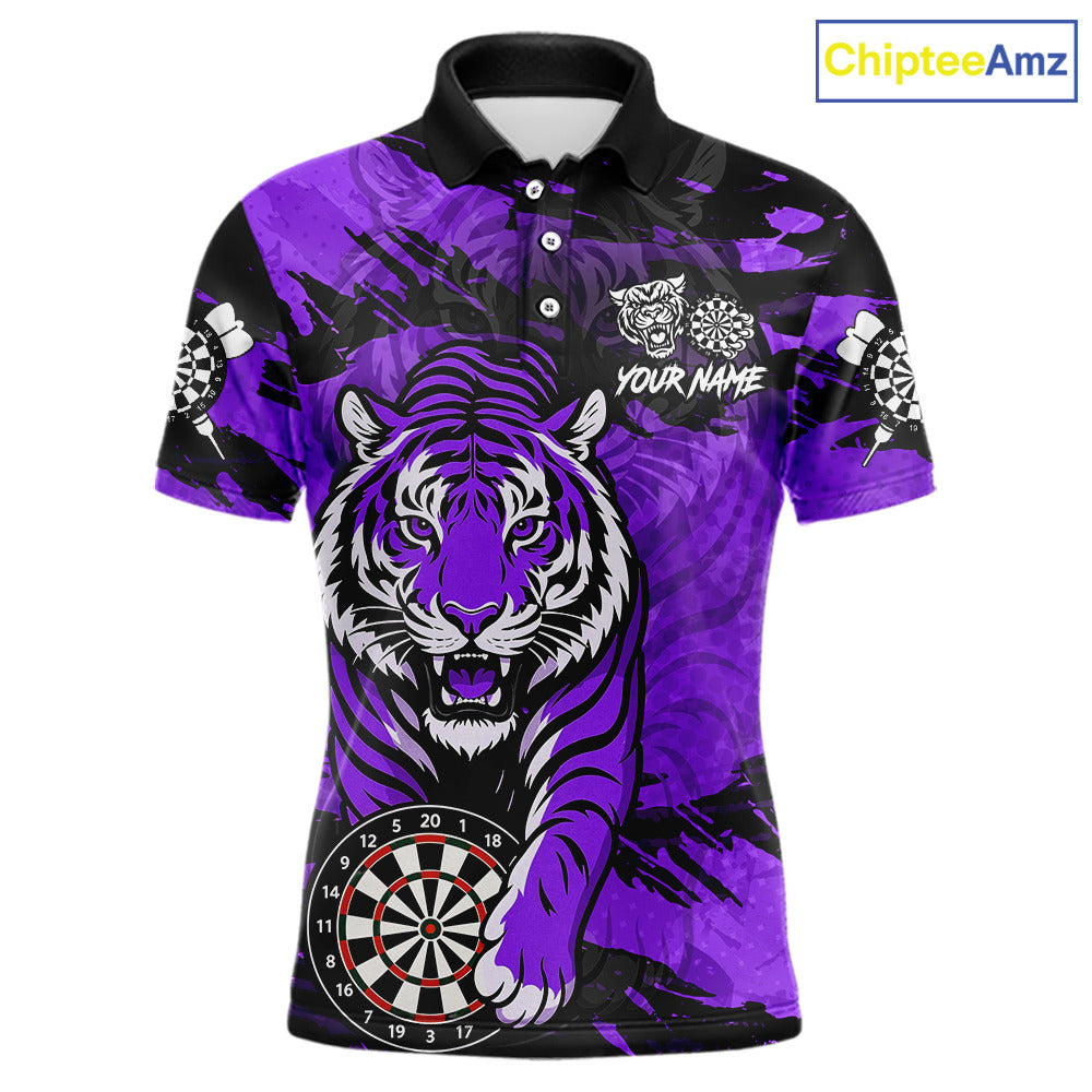 Personalized Purple Dartboard Tiger Darts Shirt For Men Custom Darts Jersey Team Polo & 1/4 Zip TDM7187