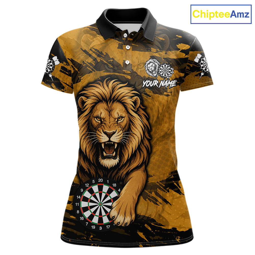 Personalized Retro Grunge Lion Darts Shirts For Women Custom Darts Team Jersey Polo, 1/4 Zip TDM7188