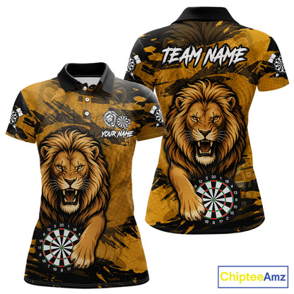 Personalized Retro Grunge Lion Darts Shirts For Women Custom Darts Team Jersey Polo, 1/4 Zip TDM7188