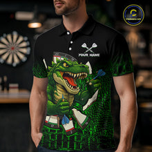 Load image into Gallery viewer, Black And Green Funny Sauropod Darts Shirt For Men Custom Darts Jersey Team Polo &amp; 1/4 Zip TDM5917