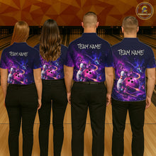 Load image into Gallery viewer, Pink And Purple Butterfly Bowling Shirt For Women Custom Glowing Bowling Jersey Polo &amp; 1/4 Zip TDM6320