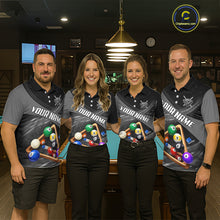 Load image into Gallery viewer, Grey And Black Billiard Jersey For Women Custom Pool Balls Billiard Team Shirt Polo &amp; 1/4 Zip TDM6330