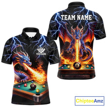 Load image into Gallery viewer, Personalized Dragon 8 Ball Fire Billiard Shirt For Men Custom Pool Team Jersey Polo &amp; 1/4 Zip TDM6334