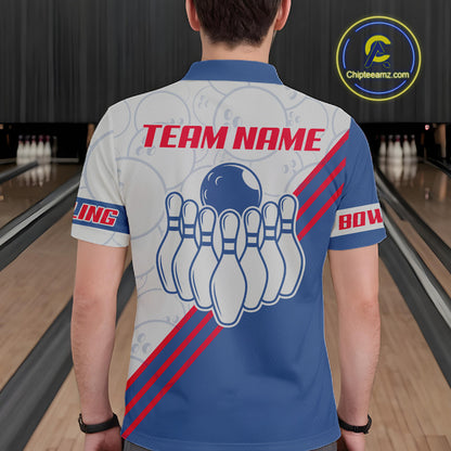 Personalized Bowling Jersey Polo & Quarter Zip For Men Custom Bowling Tournament Team Shirt TDM6349