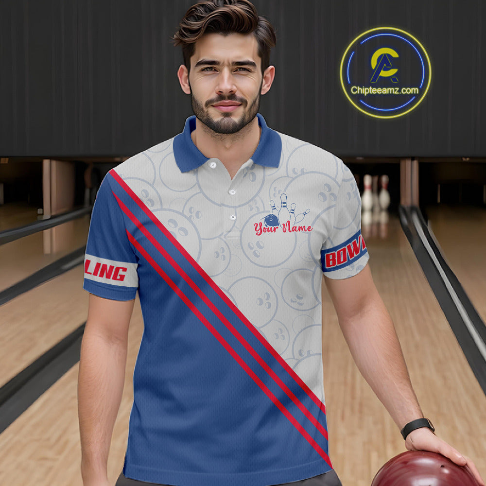 Personalized Bowling Jersey Polo & Quarter Zip For Men Custom Bowling Tournament Team Shirt TDM6349