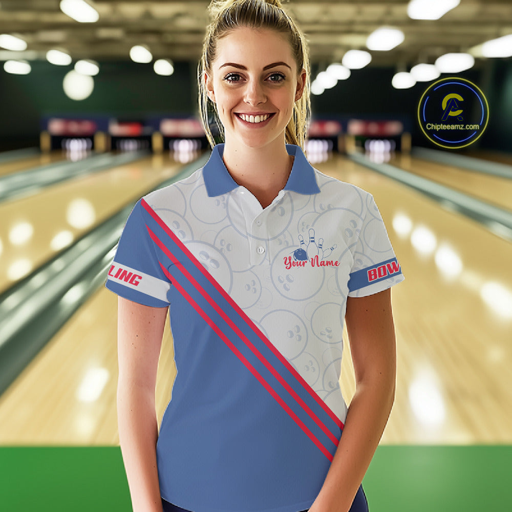 Personalized Bowling Jersey Polo & Quarter Zip For Women Custom Bowling Tournament Team Shirt TDM6349