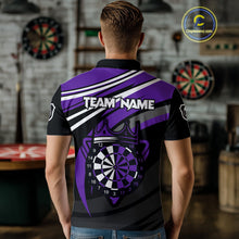 Load image into Gallery viewer, Black And Purple Dartboard Crown Darts Shirt For Men Custom Darts Sport Jersey Team Polo &amp; 1/4 Zip TDM4794