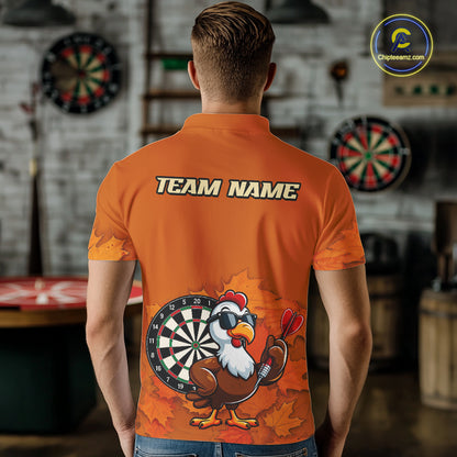 Personalized Orange Funny Turkey Darts Shirts For Men Custom Thanksgiving Dart Team Jersey  TDM7269