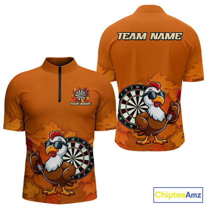 Personalized Orange Funny Turkey Darts Shirts For Men Custom Thanksgiving Dart Team Jersey  TDM7269