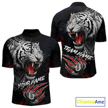 Load image into Gallery viewer, Personalized Tiger 8 Ball Pool Billiard Shirt For Men, Billiard Team Jersey Polo &amp; 1/4 Zip |Red TDM5495
