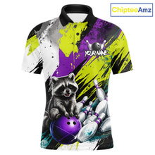 Load image into Gallery viewer, Custom Funny Raccoon Bowling Jersey For Men Custom Bowling Team Shirts Polo &amp; 1/4 Zip, Bowling Gifts TDM6571