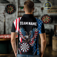 Load image into Gallery viewer, Personalized American Flag Eagle Patriotic Darts Shirt For Men Custom Darts Jersey Polo &amp; 1/4 Zip TDM4859