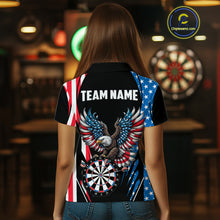Load image into Gallery viewer, Personalized American Flag Eagle Patriotic Darts Shirt For Women Custom Darts Jersey Polo &amp; 1/4 Zip TDM4859